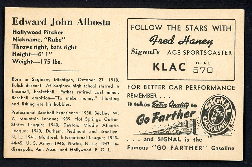 1947 Signal Oil Ed Albosta Hollywood EX 537080