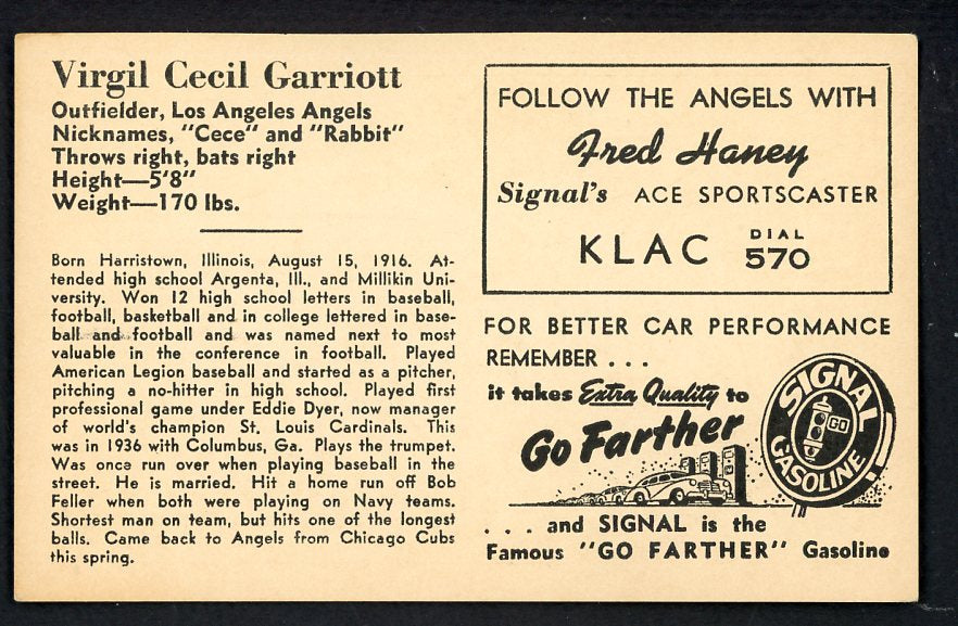 1947 Signal Oil Cece Garriott Los Angeles VG-EX 537100