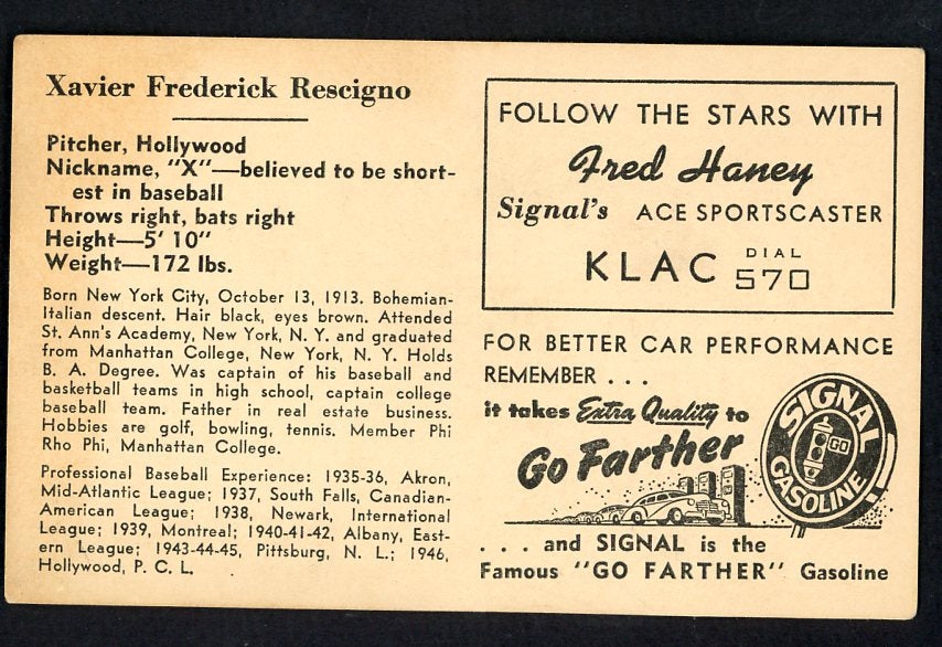 1947 Signal Oil Xavier Rescigno Hollywood VG-EX 537125