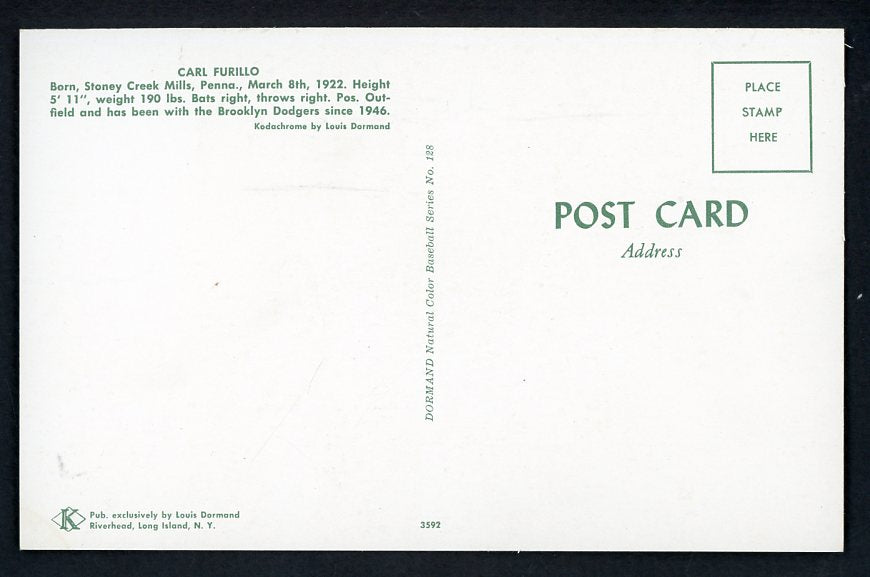 1952-55 Dormand #128 Carl Furillo Dodgers NR-MT 537140