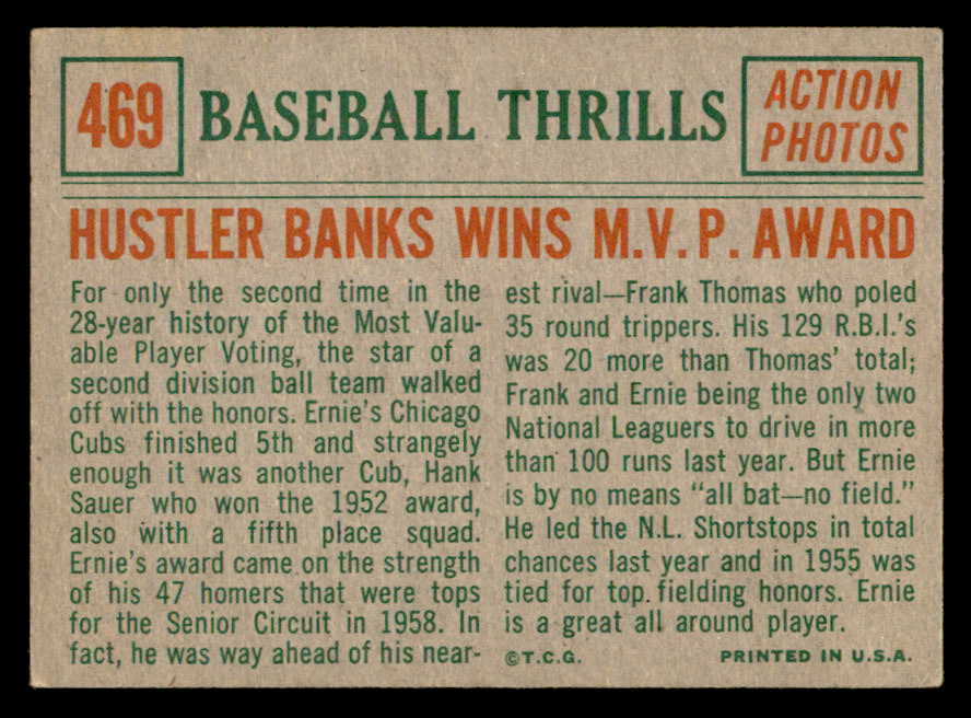 1959 Topps Baseball #469 Ernie Banks IA Cubs VG-EX 538805
