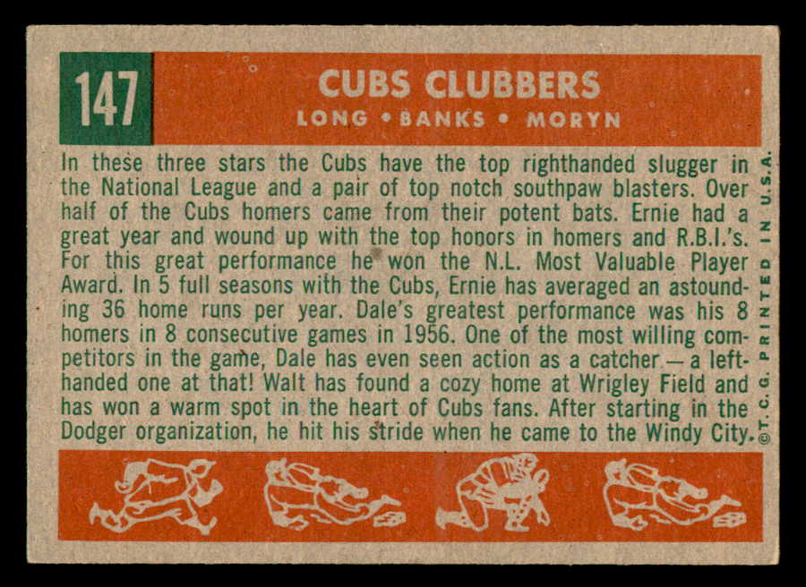 1959 Topps Baseball #147 Ernie Banks Dale Long EX+/EX-MT 538852