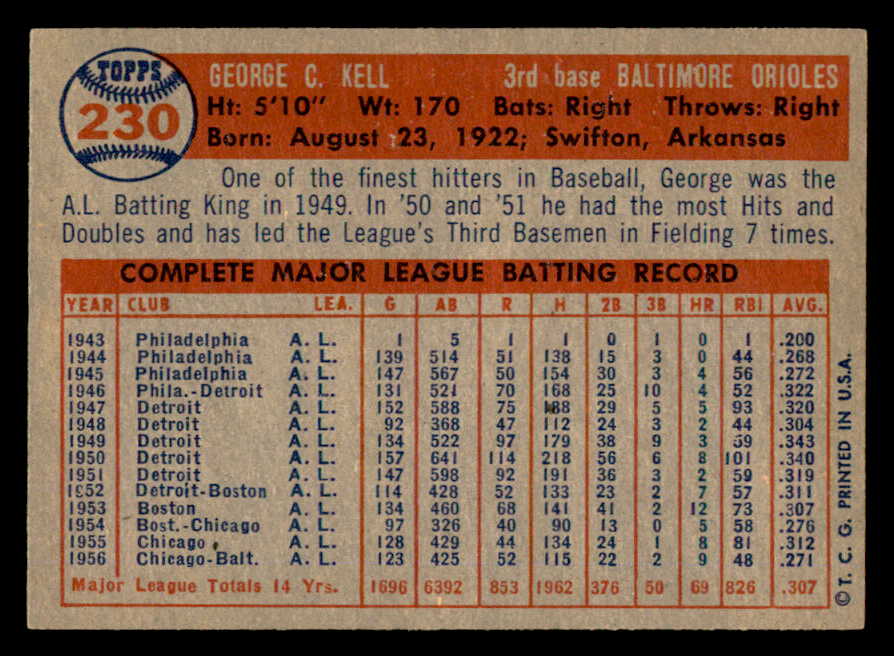 1957 Topps Baseball #230 George Kell Orioles NR-MT 540082