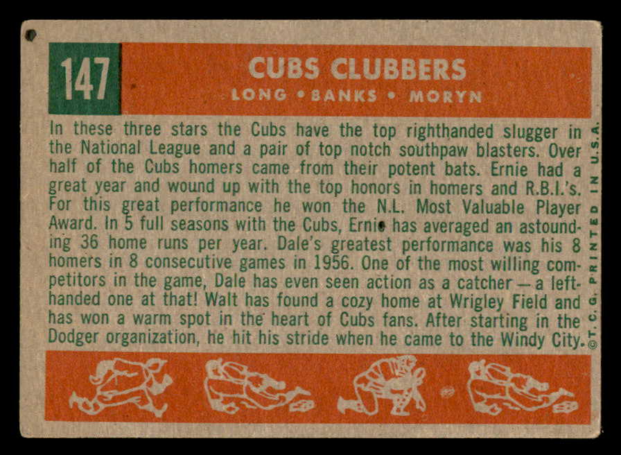 1959 Topps Baseball #147 Ernie Banks Dale Long VG 540196