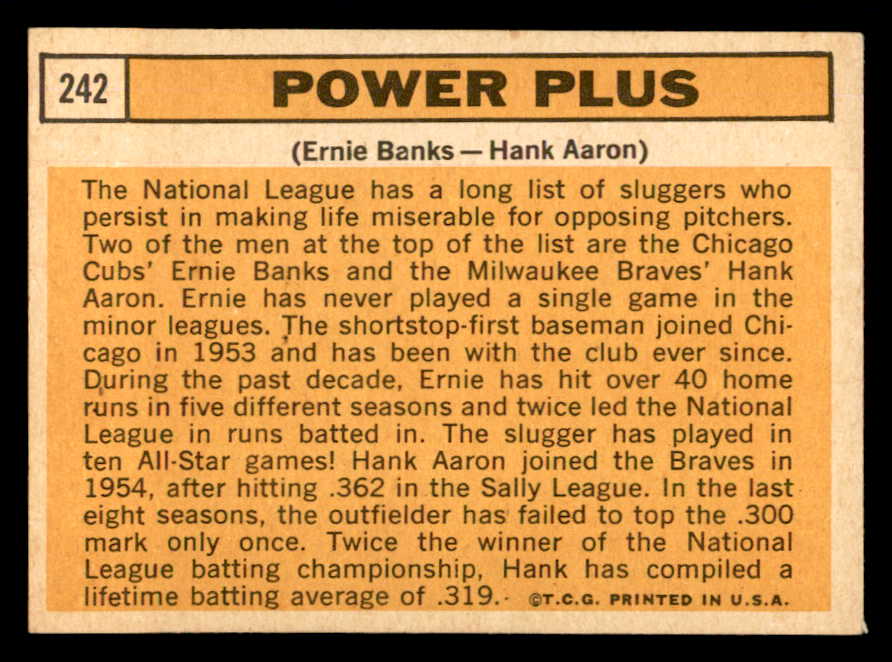 1963 Topps Baseball #242 Hank Aaron Ernie Banks EX 540649