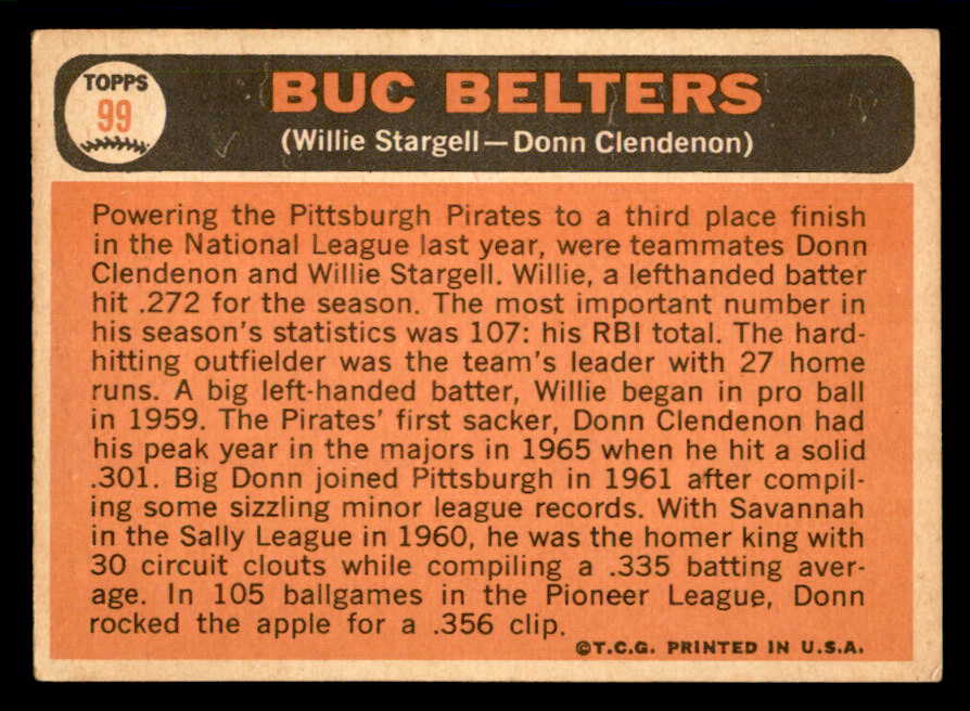 1966 Topps Baseball #099 Willie Stargell Donn Clendenon VG 540854