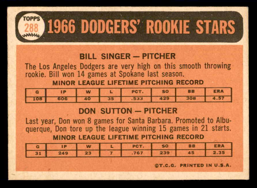 1966 Topps Baseball #288 Don Sutton Dodgers EX-MT 540855