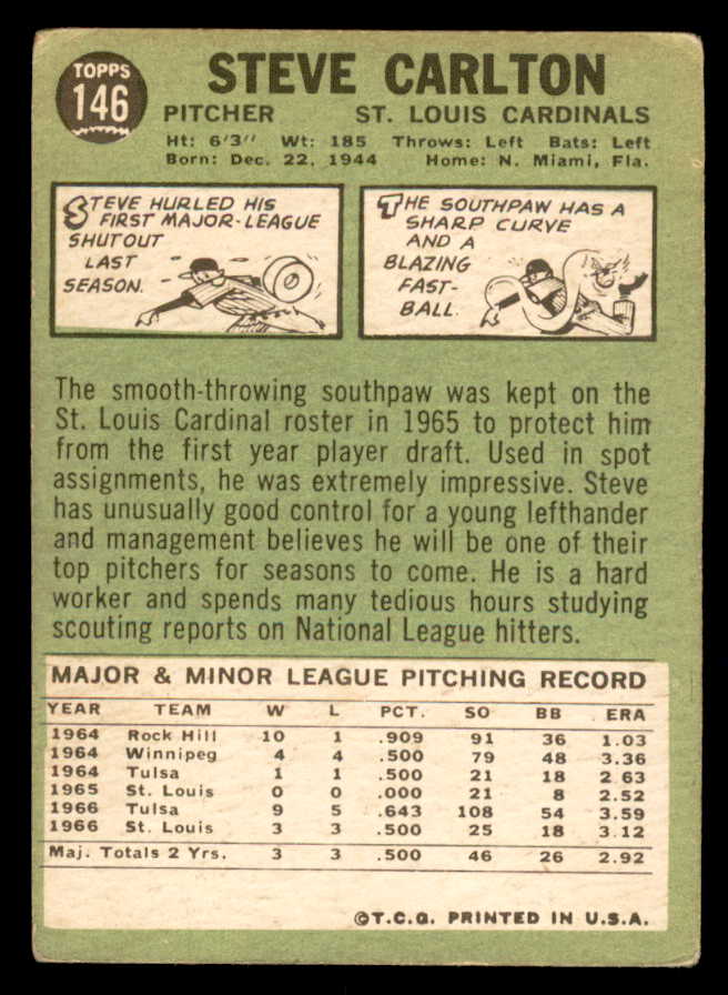 1967 Topps Baseball #146 Steve Carlton Cardinals VG 540973