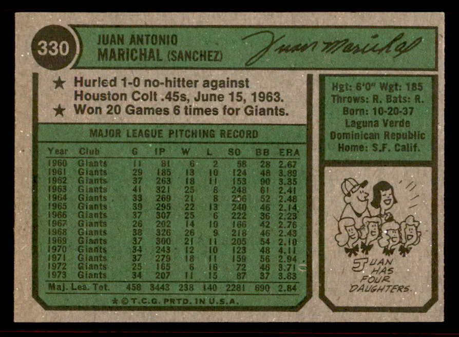 1974 Topps Baseball #330 Juan Marichal Giants EX-MT 542106