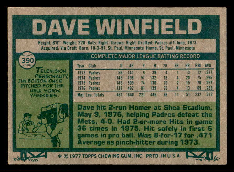 1977 Topps Baseball #390 Dave Winfield Padres EX-MT 542263