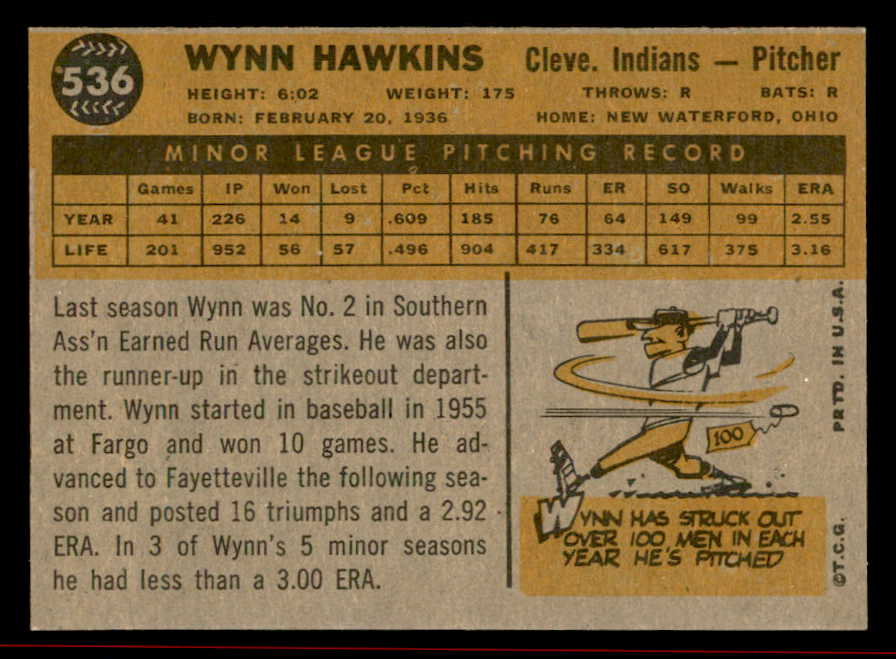 1960 Topps Baseball #536 Wynn Hawkins Indians NR-MT 542677