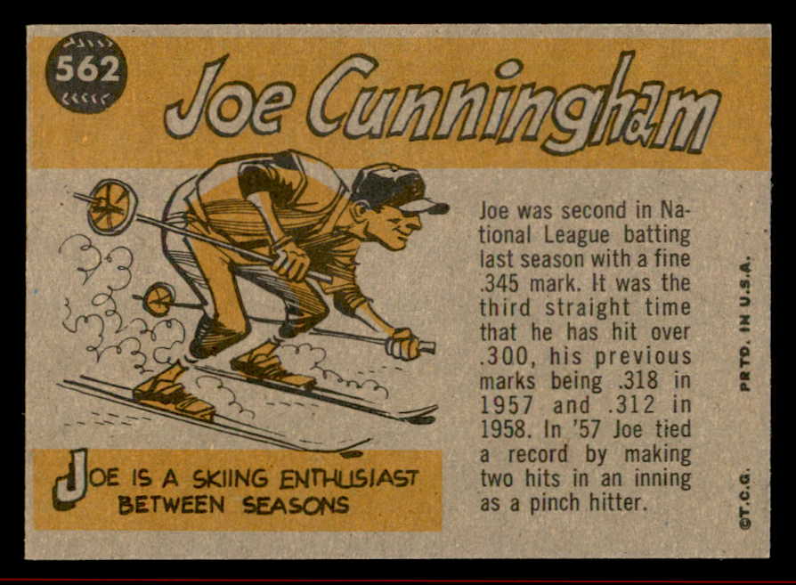 1960 Topps Baseball #562 Joe Cunningham A.S. Cardinals NR-MT 542690
