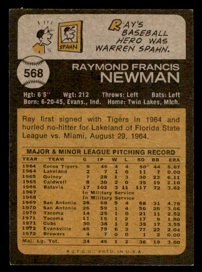1973 Topps Baseball #568 Ray Newman Brewers VG-EX/EX 543194