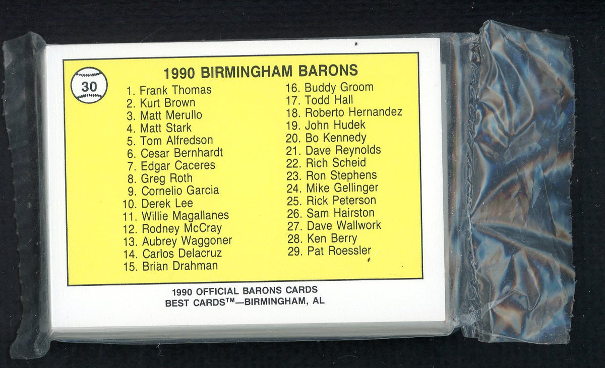 1990 Best Birmingham Barons Complete Set Frank Thomas 543772