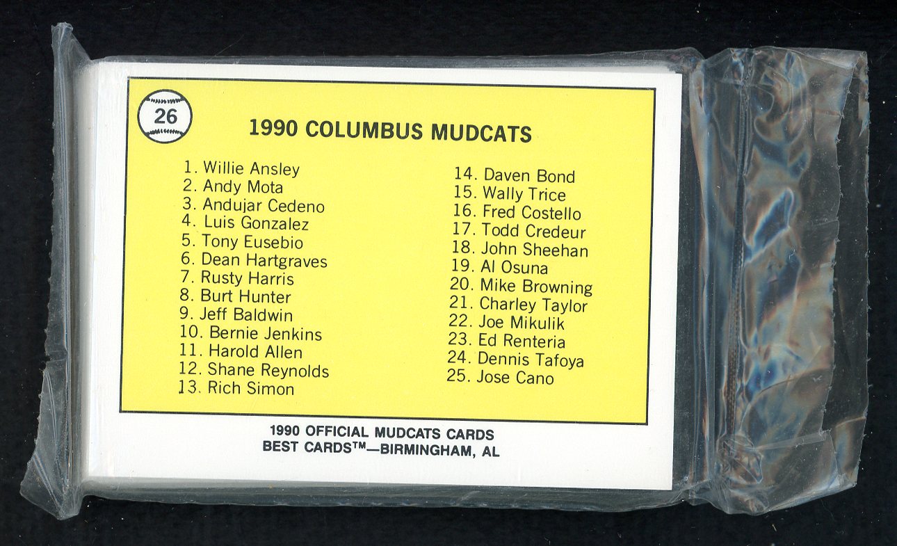 1990 Best Columbus Mud Cats Complete Set Luis Gonzalez 543792