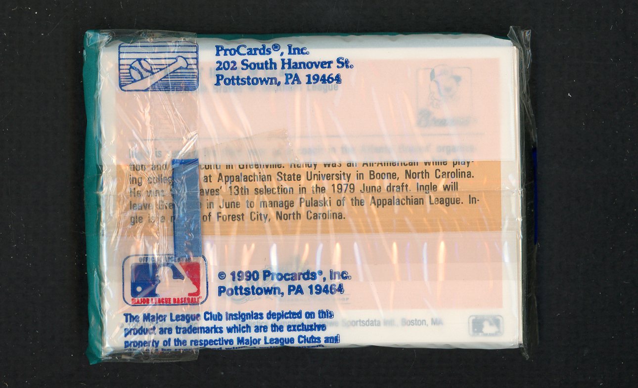 1990 Pro Card Greenville Braves Complete Set Turk Wendell 543807