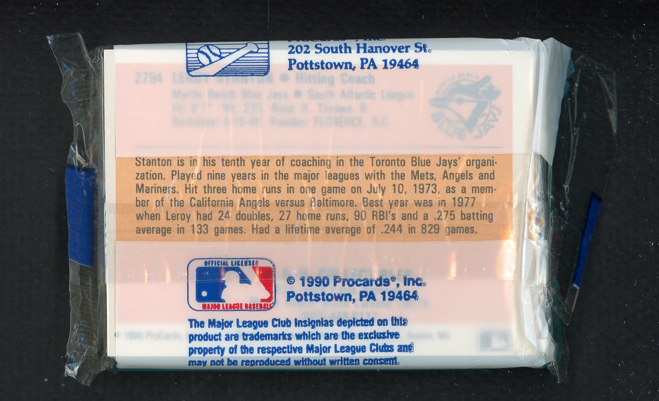 1990 Pro Card Myrtle Beach Blue Jays Complete Set Nigel Wilson 543834