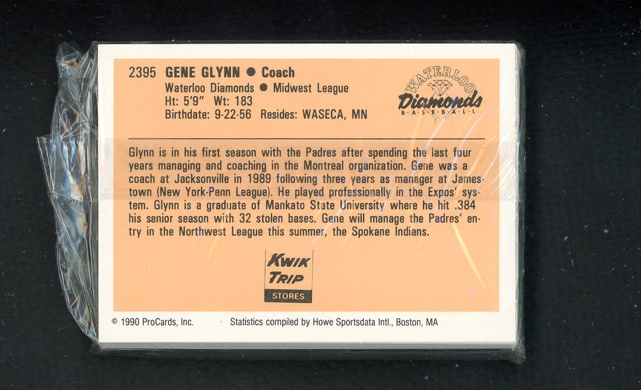 1990 Pro Card Waterloo Diamonds Complete Set Bryce Florie 543884