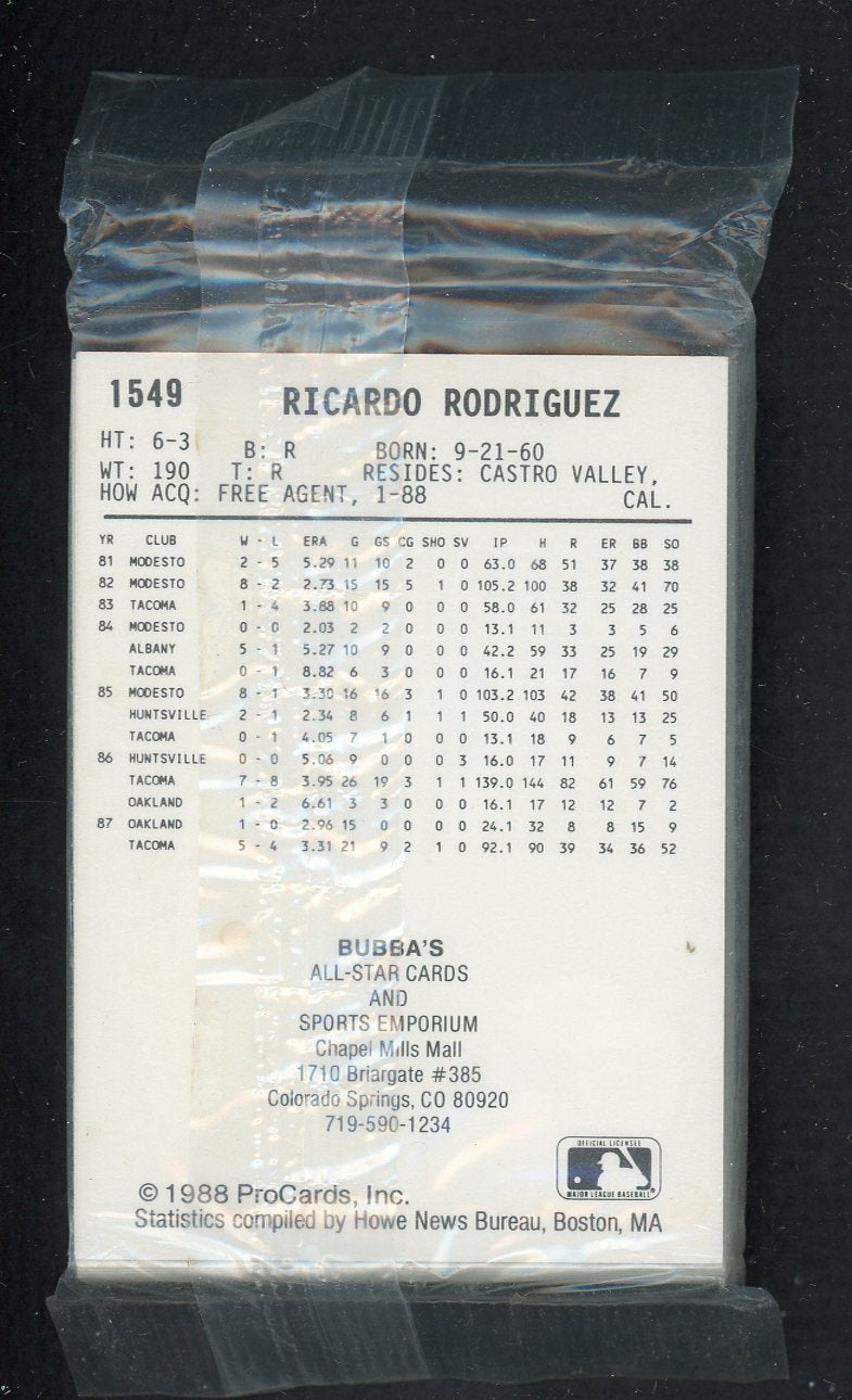 1988 Pro Card Colorado Springs Sky Sox Complete Set Terry Francona 543906
