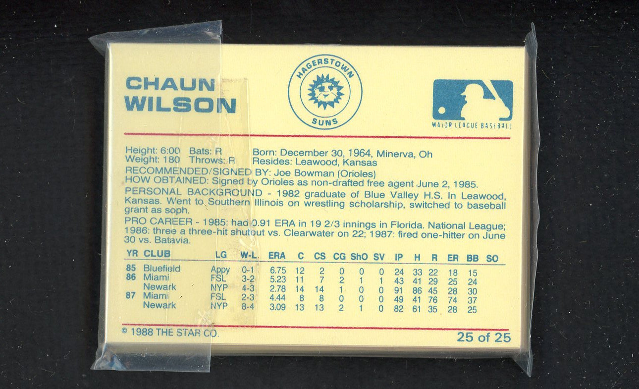 1988 Star Hagerstown Suns Complete Set Steve Finley 543922