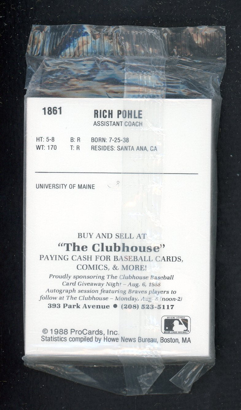 1988 Pro Card Idaho Falls Braves Complete Set Rich Pohle 543924