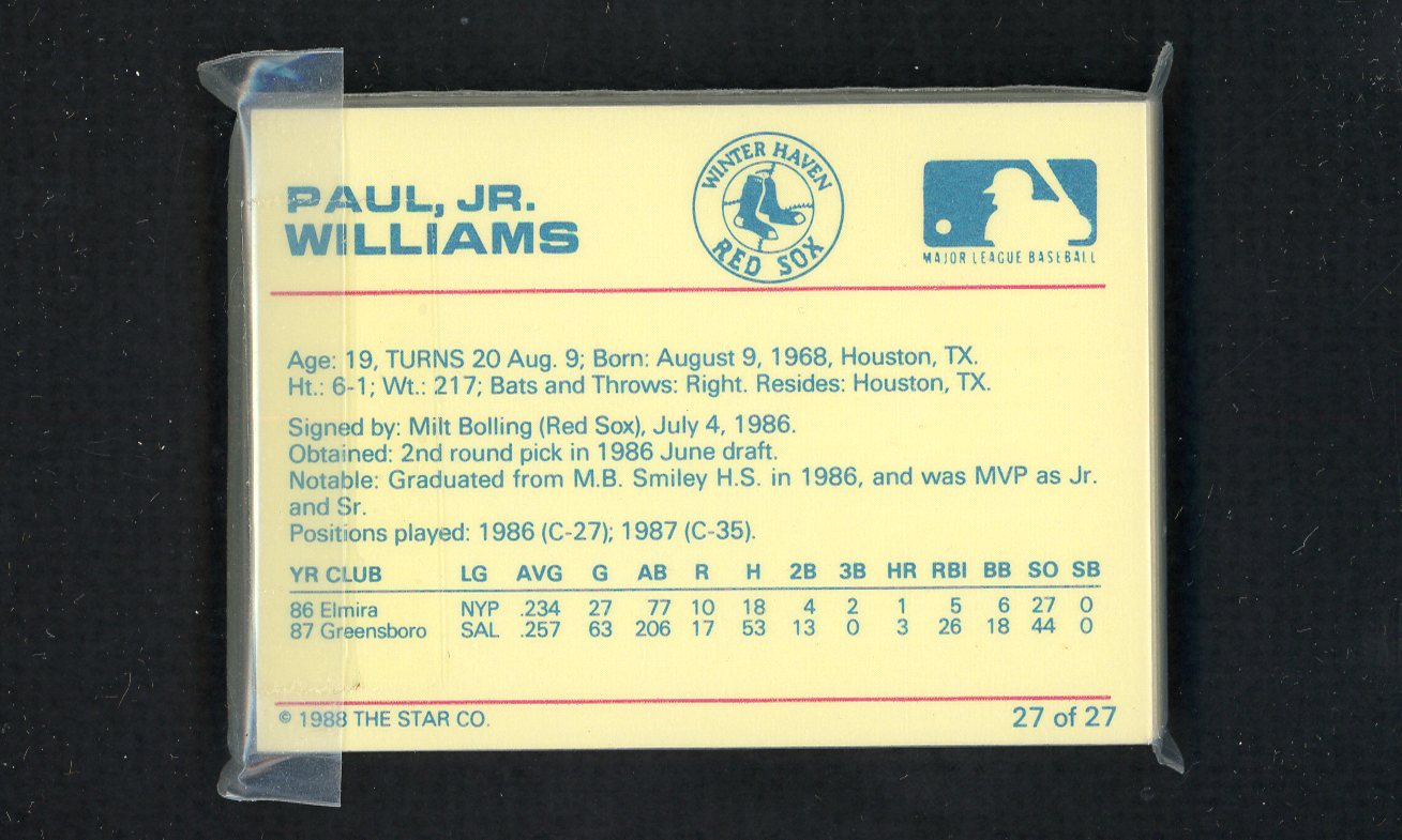 1988 Star Winter Haven Red Sox Complete Set Phil Plantier 543985