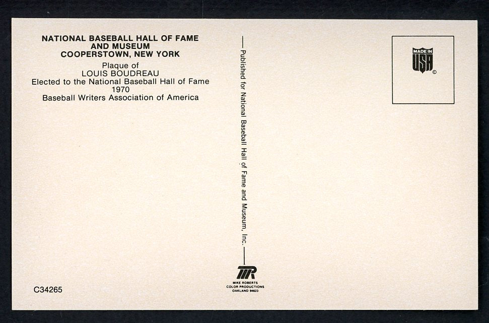 Yellow Hall of Fame Postcard Lou Boudreau Indians Signed Autographed