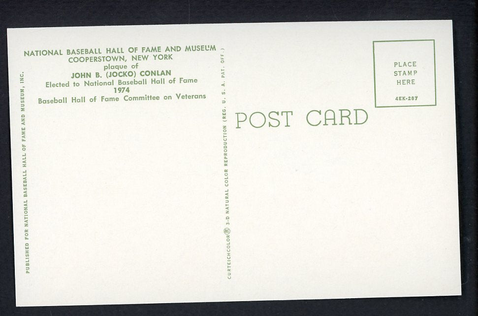 Yellow Hall of Fame Postcard Jocko Conlan Umpire Signed Autographed