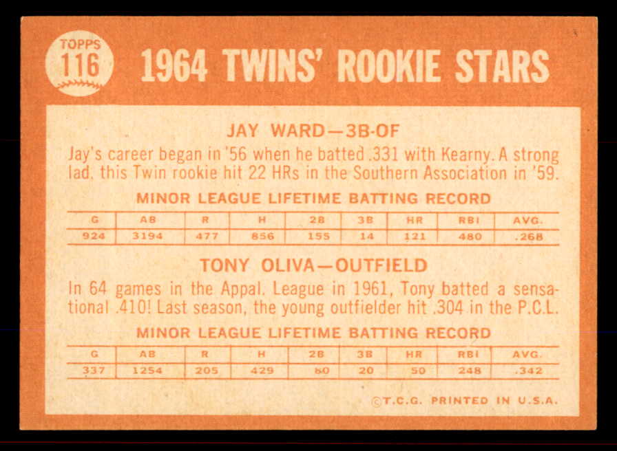 1964 Topps Baseball #116 Tony Oliva Twins EX-MT/NR-MT 545443