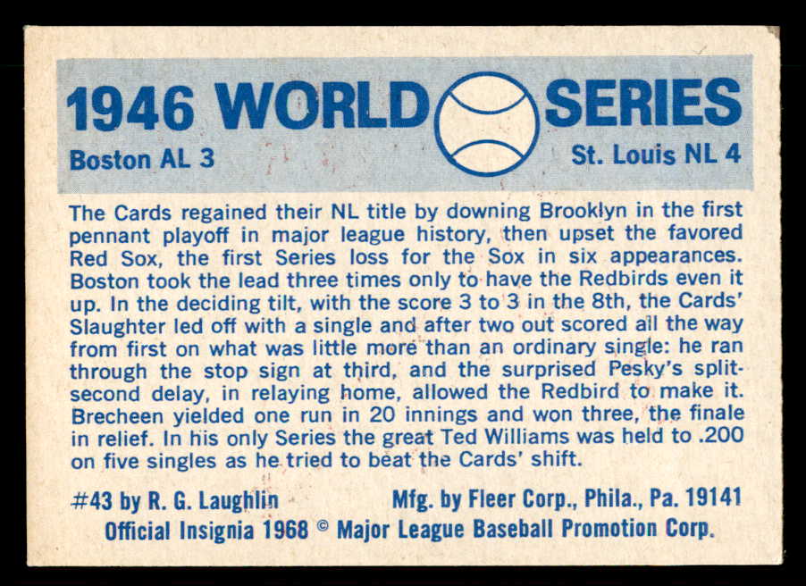 1970 Fleer #043 Enos Slaughter Cardinals Signed Autographed