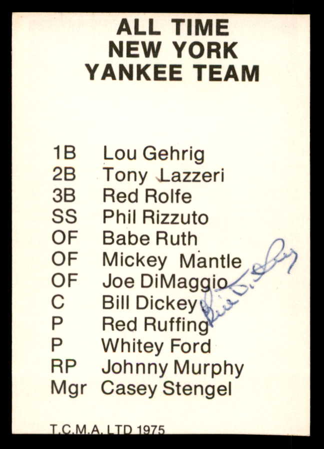 1975 TCMA Bill Dickey Yankees Signed Autographed