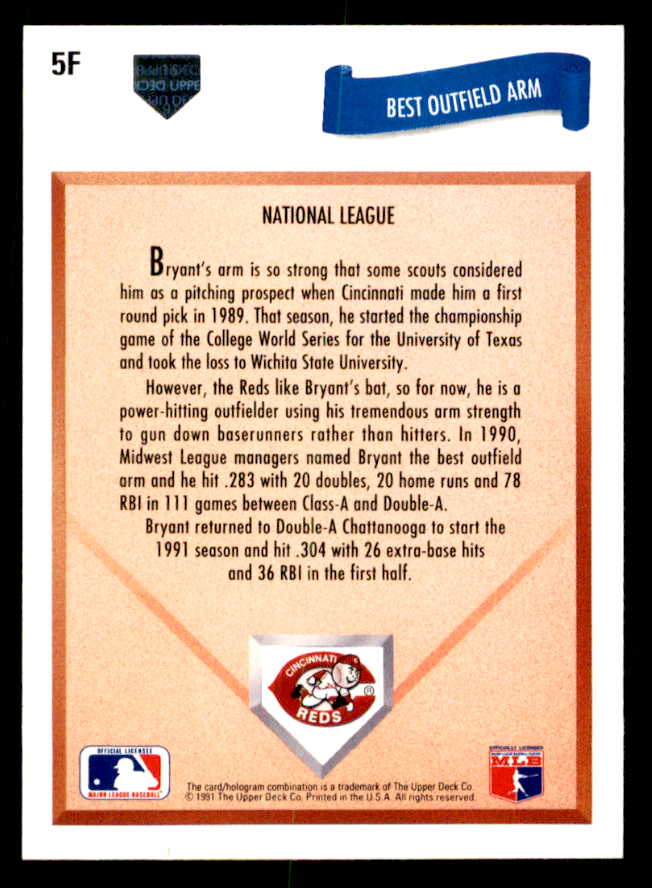 1991 Upper Deck #005F Scott Bryant Reds Signed Autographed