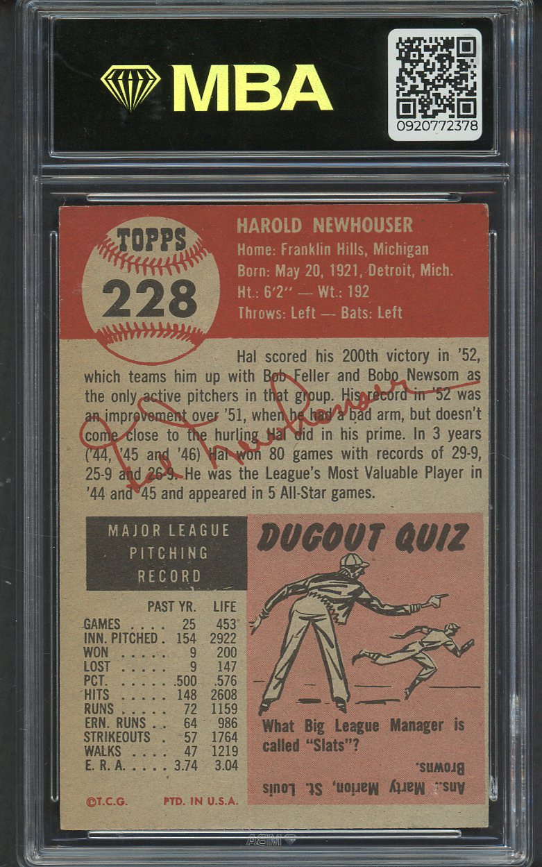 1953 Topps Baseball #228 Hal Newhouser Tigers MBA 6 EX-MT 546861