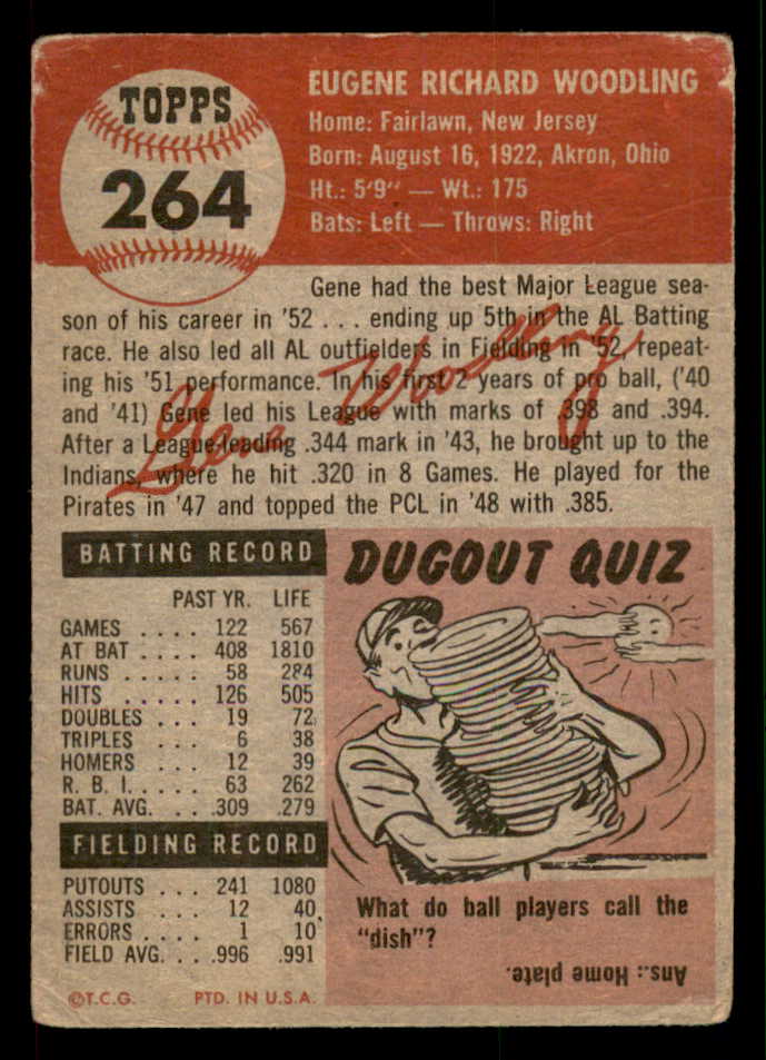 1953 Topps Baseball #264 Gene Woodling Yankees Good 547008