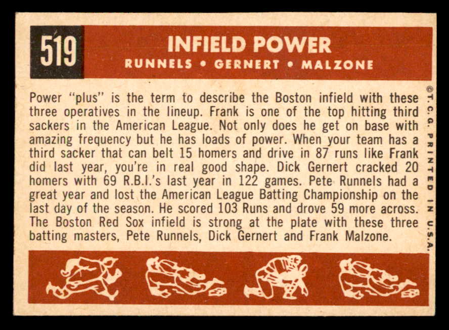 1959 Topps Baseball #519 Frank Malzone Pete Runnels EX 547020