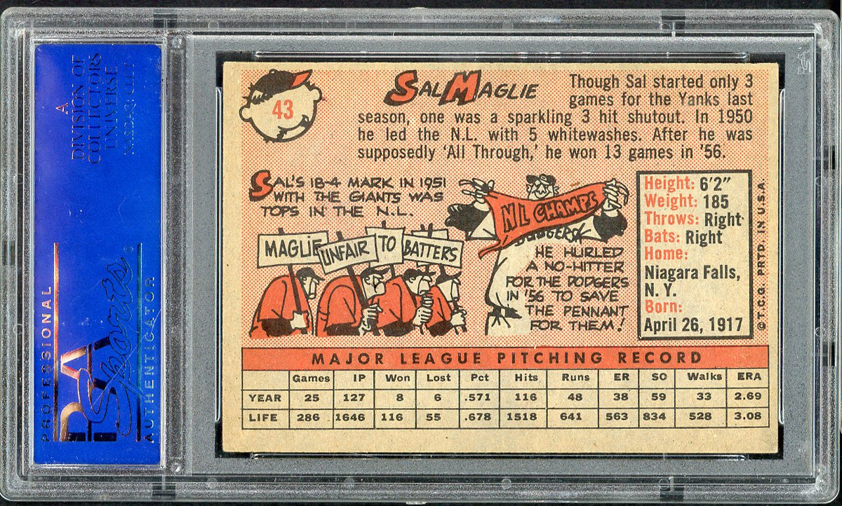 1958 Topps Baseball #043 Sal Maglie Yankees PSA 6 EX-MT 547499