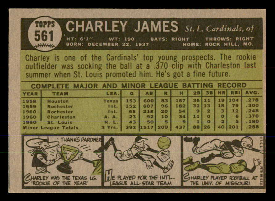 1961 Topps Baseball #561 Charley James Cardinals EX-MT 547743