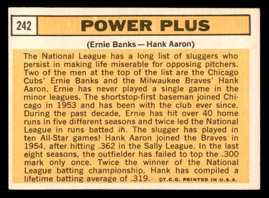 1963 Topps Baseball #242 Hank Aaron Ernie Banks EX-MT 548105