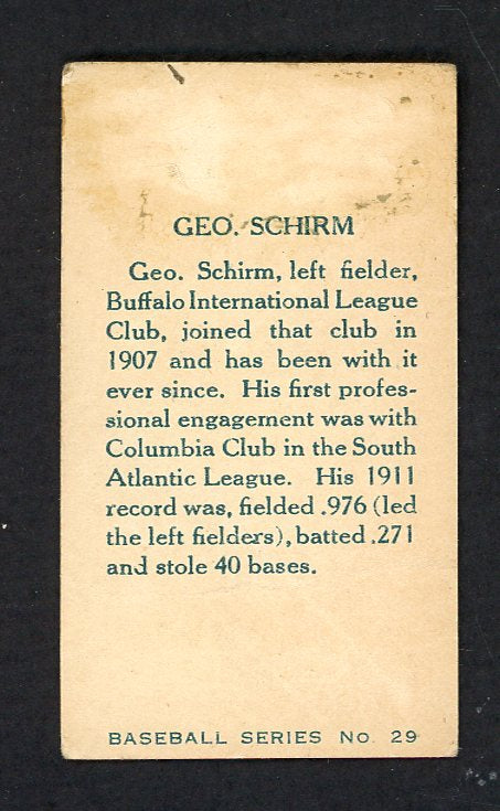 1912 C46 Imperial #029 George Schirm Buffalo Good back damage 548488