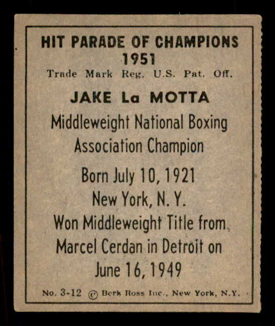 1951 Berk Ross #003-12 Jake Lamotta Boxer EX 549370