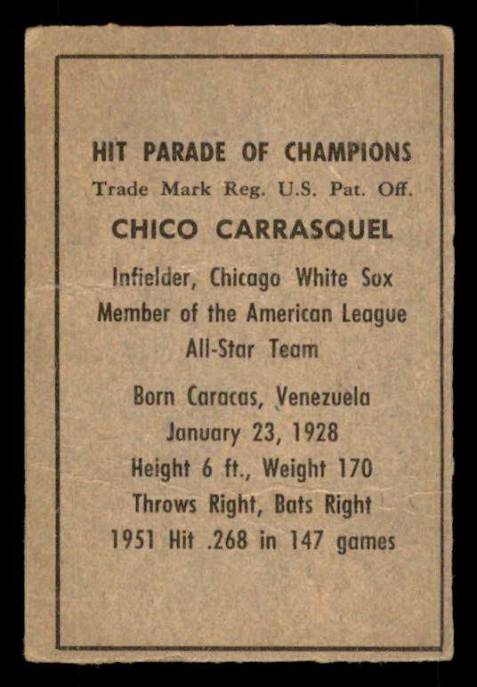 1952 Berk Ross Chico Carrasquel White Sox VG-EX 549385