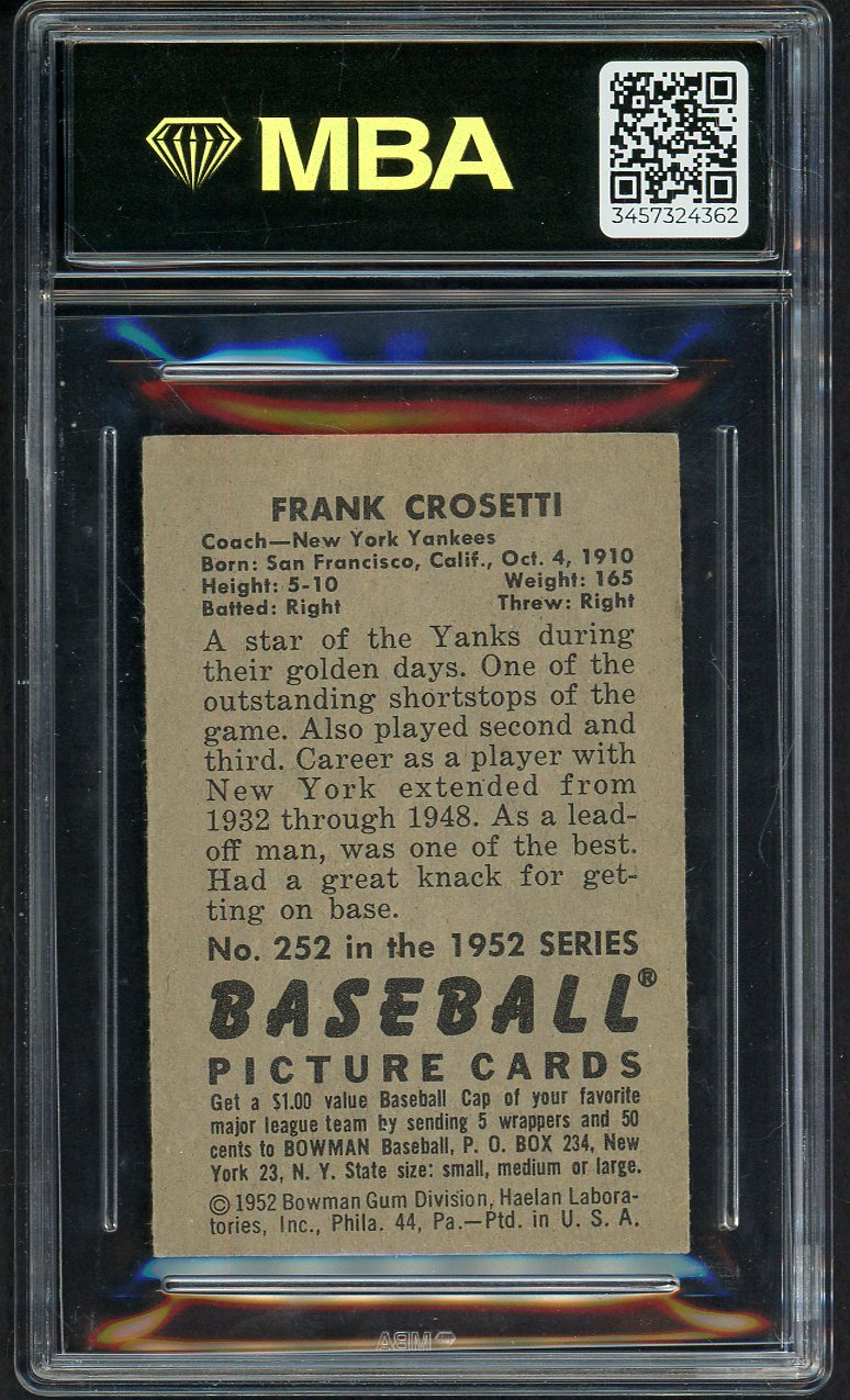 1952 Bowman Baseball #252 Frank Crosetti Yankees MBA 5 EX 549614