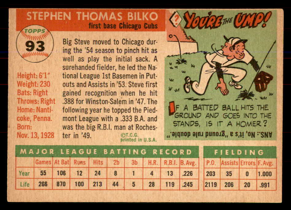 1955 Topps Baseball #093 Steve Bilko Cubs NR-MT 549881
