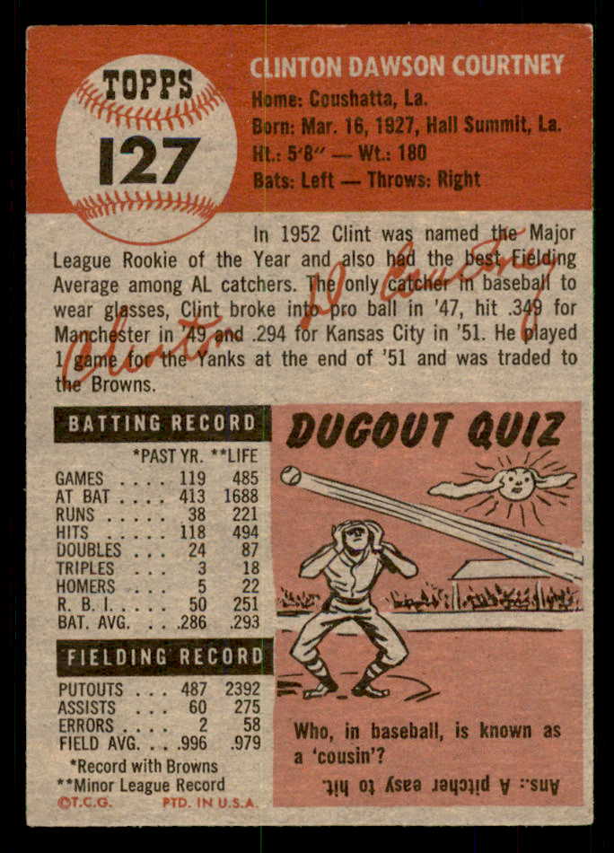 1953 Topps Baseball #127 Clint Courtney Browns EX-MT 550276