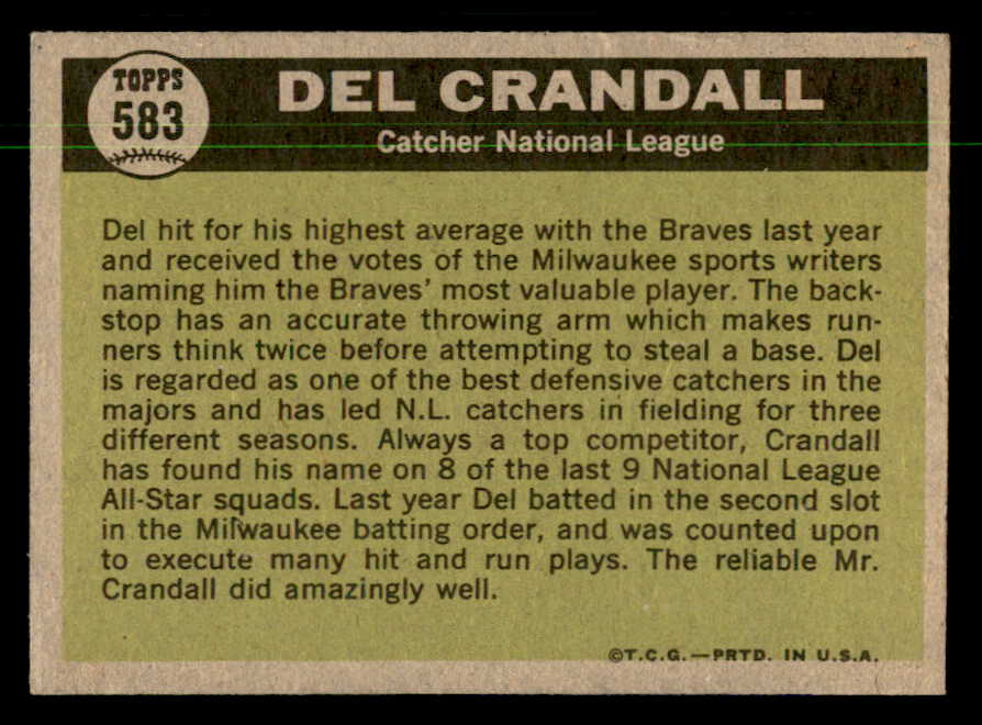 1961 Topps Baseball #583 Del Crandall A.S. Braves NR-MT 550427