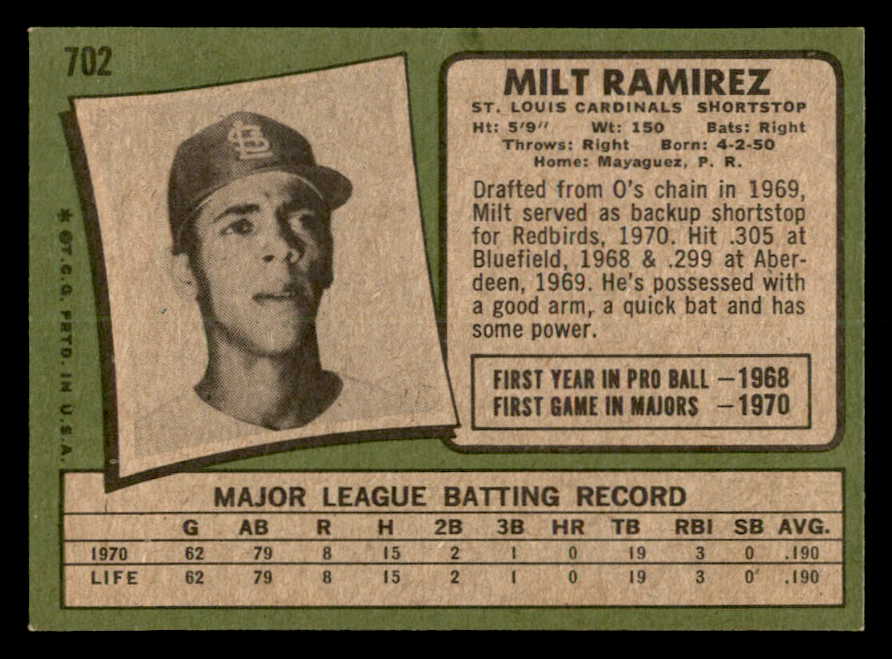 1971 Topps Baseball #702 Milt Ramirez Cardinals EX-MT 550680