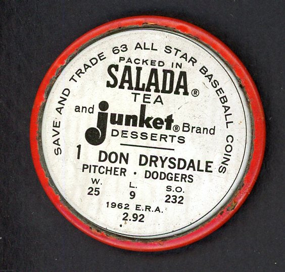1963 Salada Baseball #001 Don Drysdale Dodgers EX-MT 551174