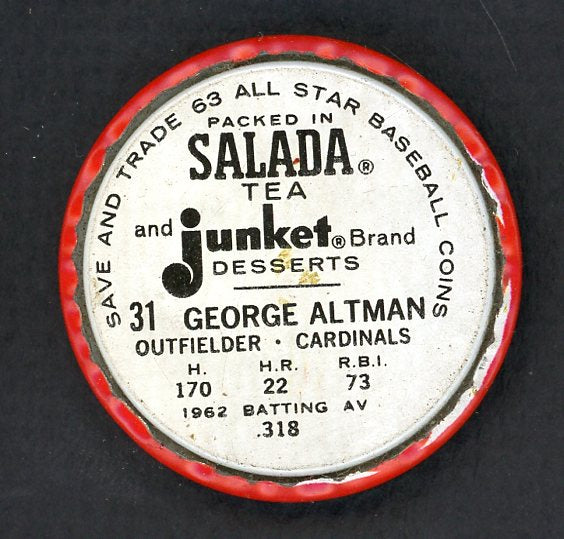 1963 Salada Baseball #031 George Altman Cardinals EX 551183