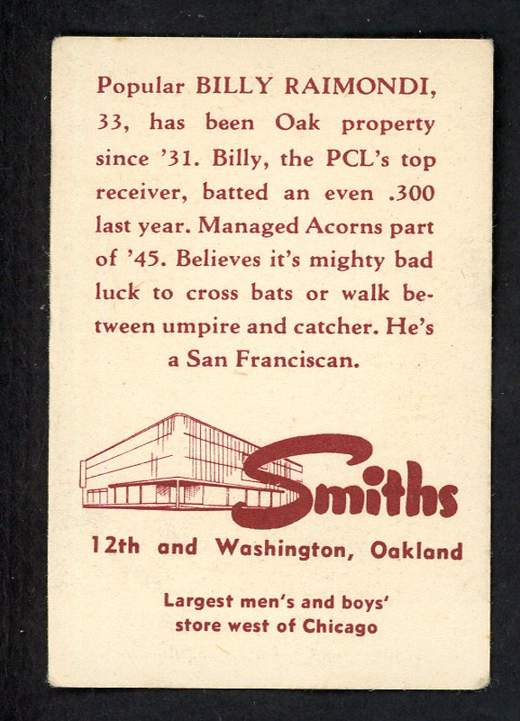 1947 Smiths Clothing #002 Billy Raimondi Oaks VG-EX 551335