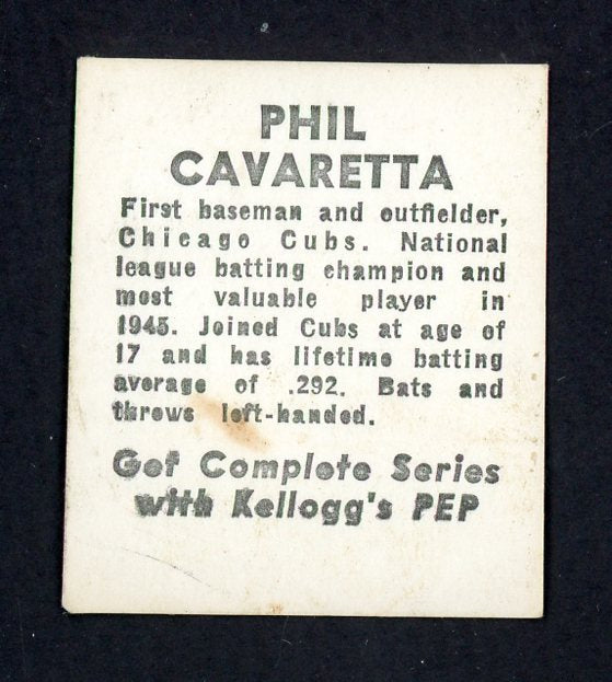 1948 Kelloggs Pep Phil Cavarretta Cubs VG 551352